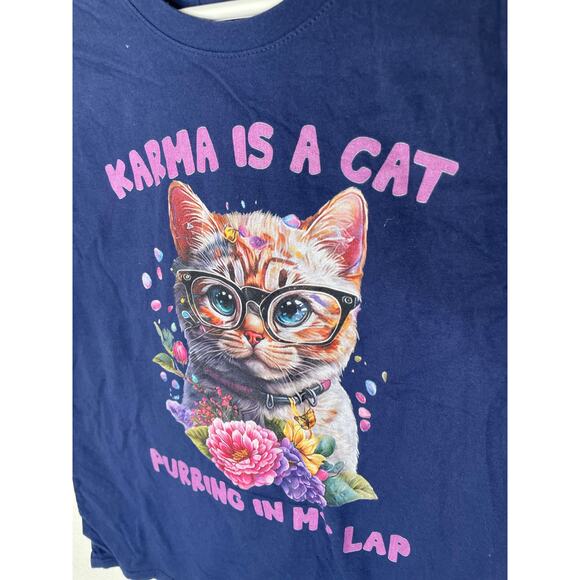 Karma is Cat Purring in my Lap Graphic T Shirt T-Swift cat shirt size large - Picture 2 of 4